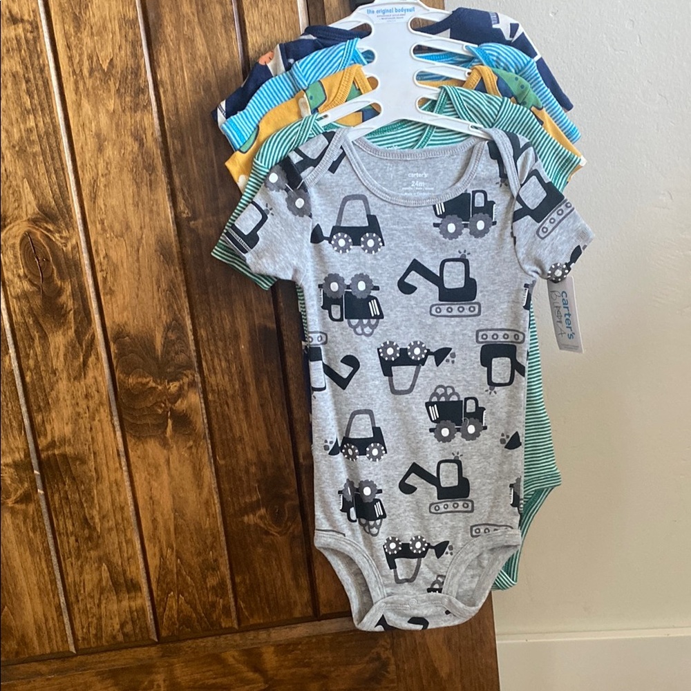 Carter's Gray Bodysuit with Construction Print